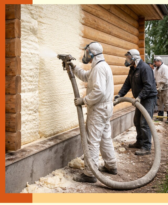 Утепление дома из бруса пенополиуретаном в Бийске