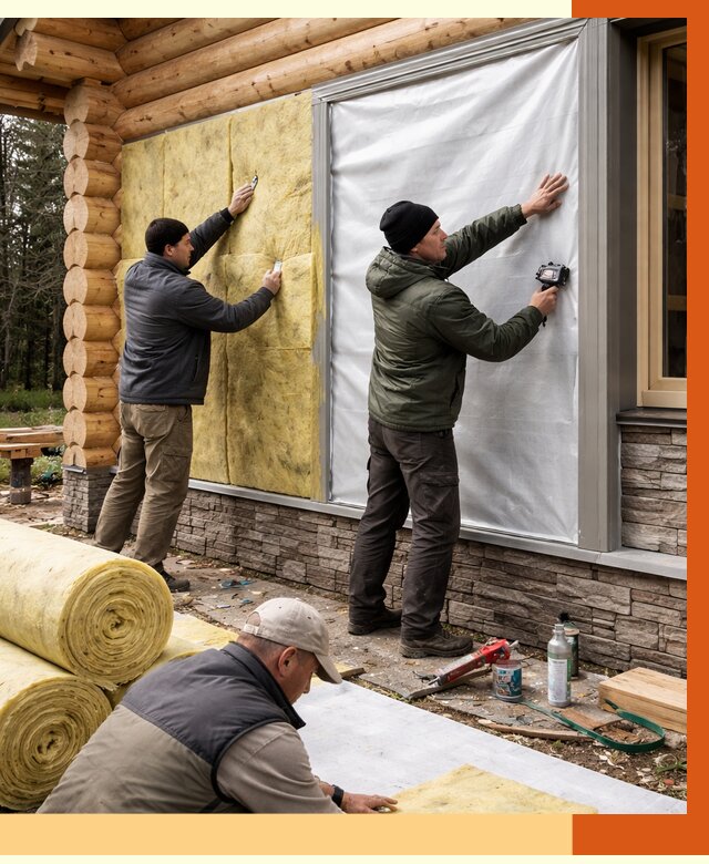 Утепление бревенчатого дома в Бийске от 7946 руб/м2 — заказать под ключ | ТепломастерБск