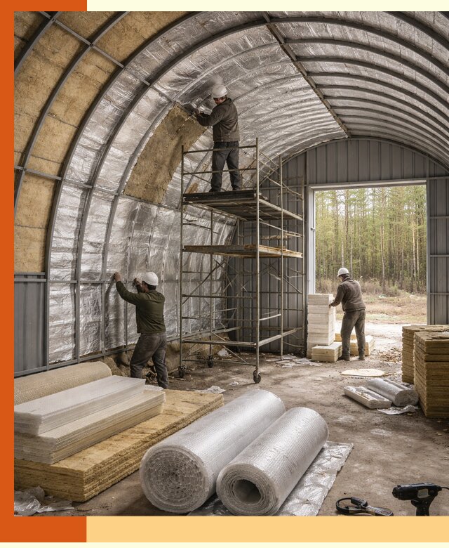 Утепление арочного ангара под ключ в Бийске