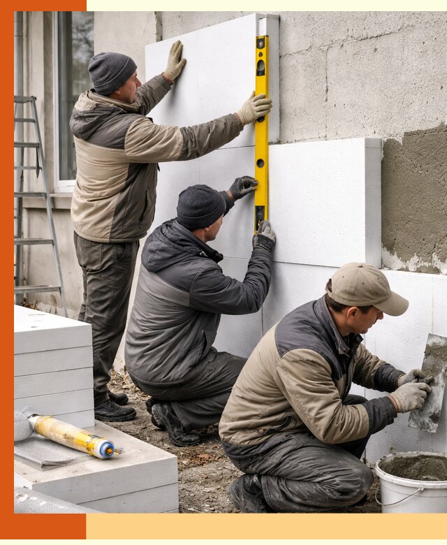 Утепление пенопластом наружных стен и фасадов в Бийске